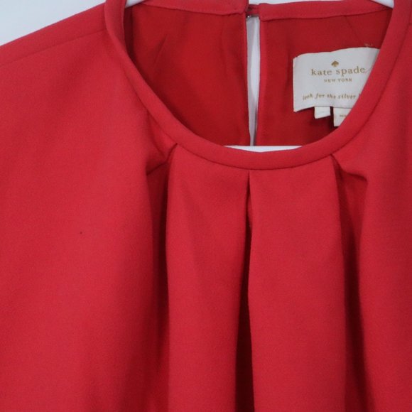 Kate Spade Womens Dress Red Sleeveless2 Pockets Back Button Size 0 Round Neck - Picture 3 of 8